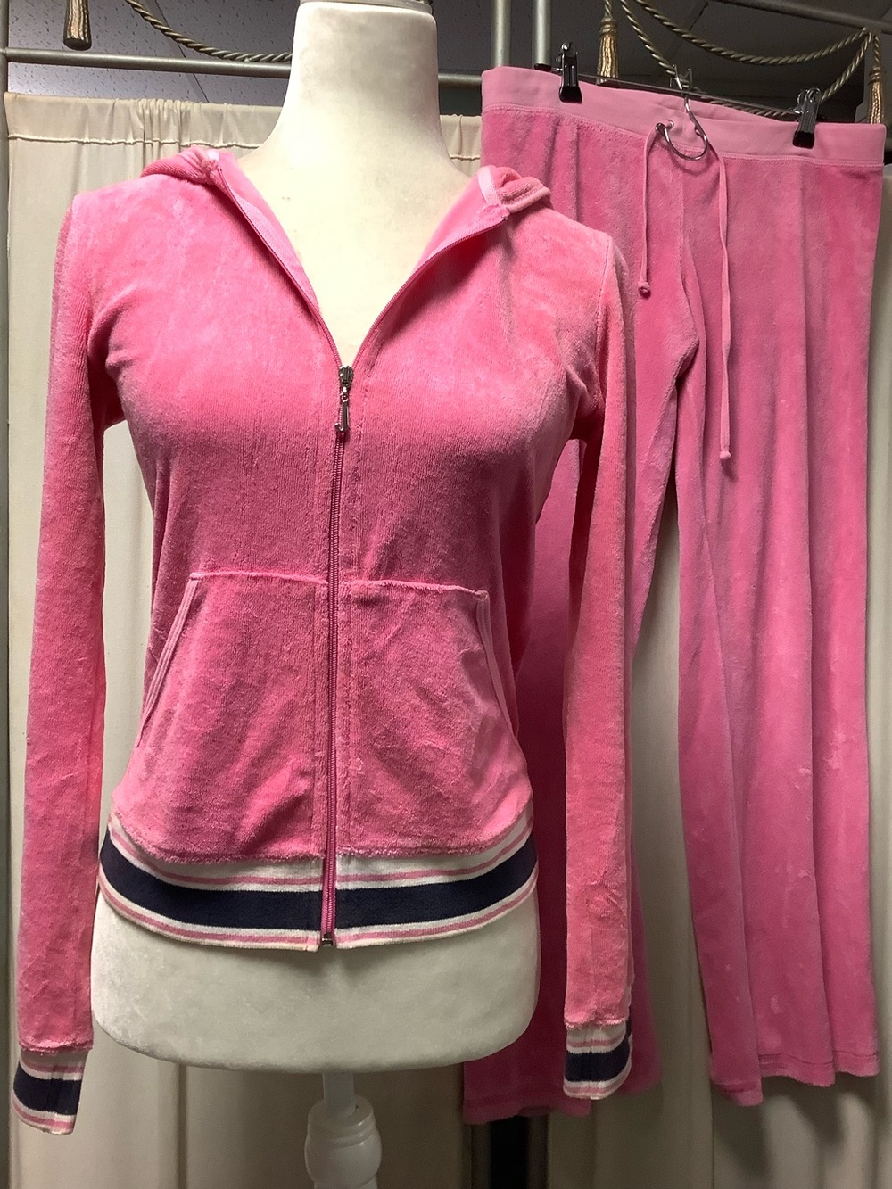 Juicy Couture 90s Terry Pants 34 x 31 Zip Up Hoodie Tracksuit